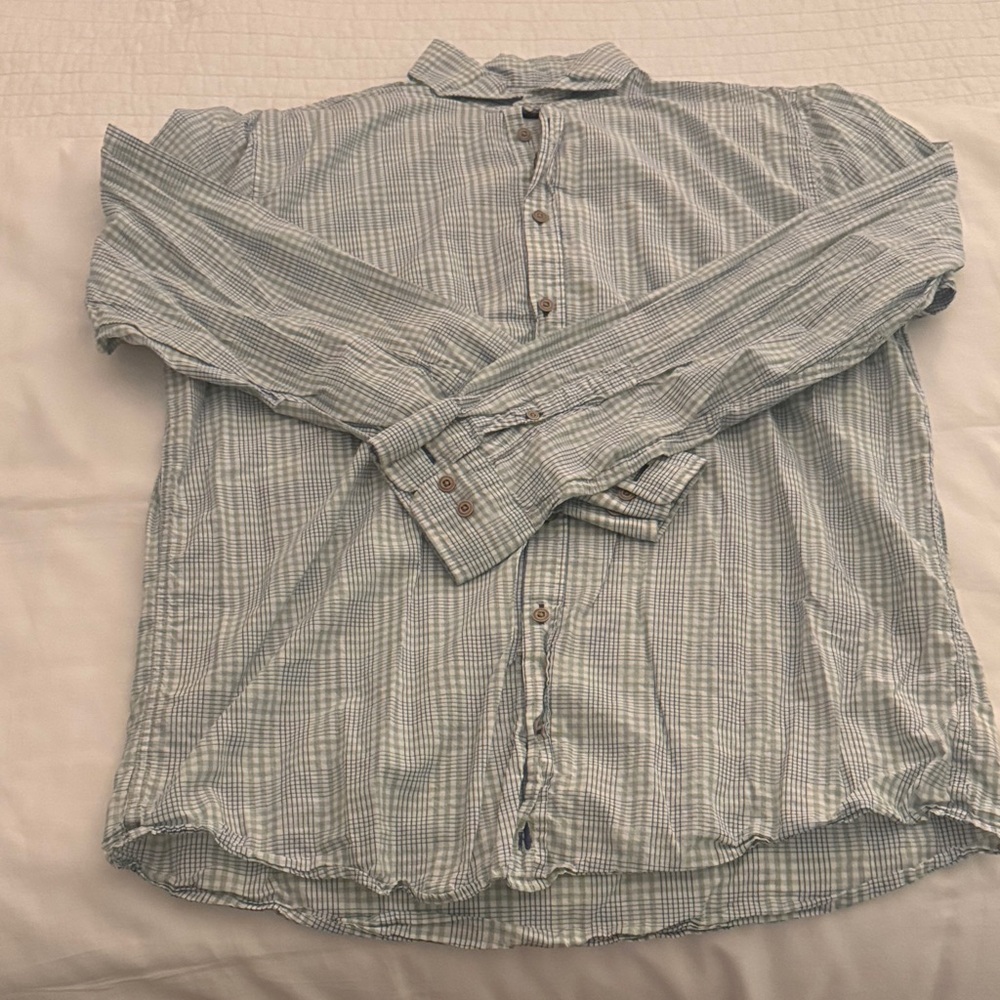 johnnie-O Light Blue Plaid Casual Shirt